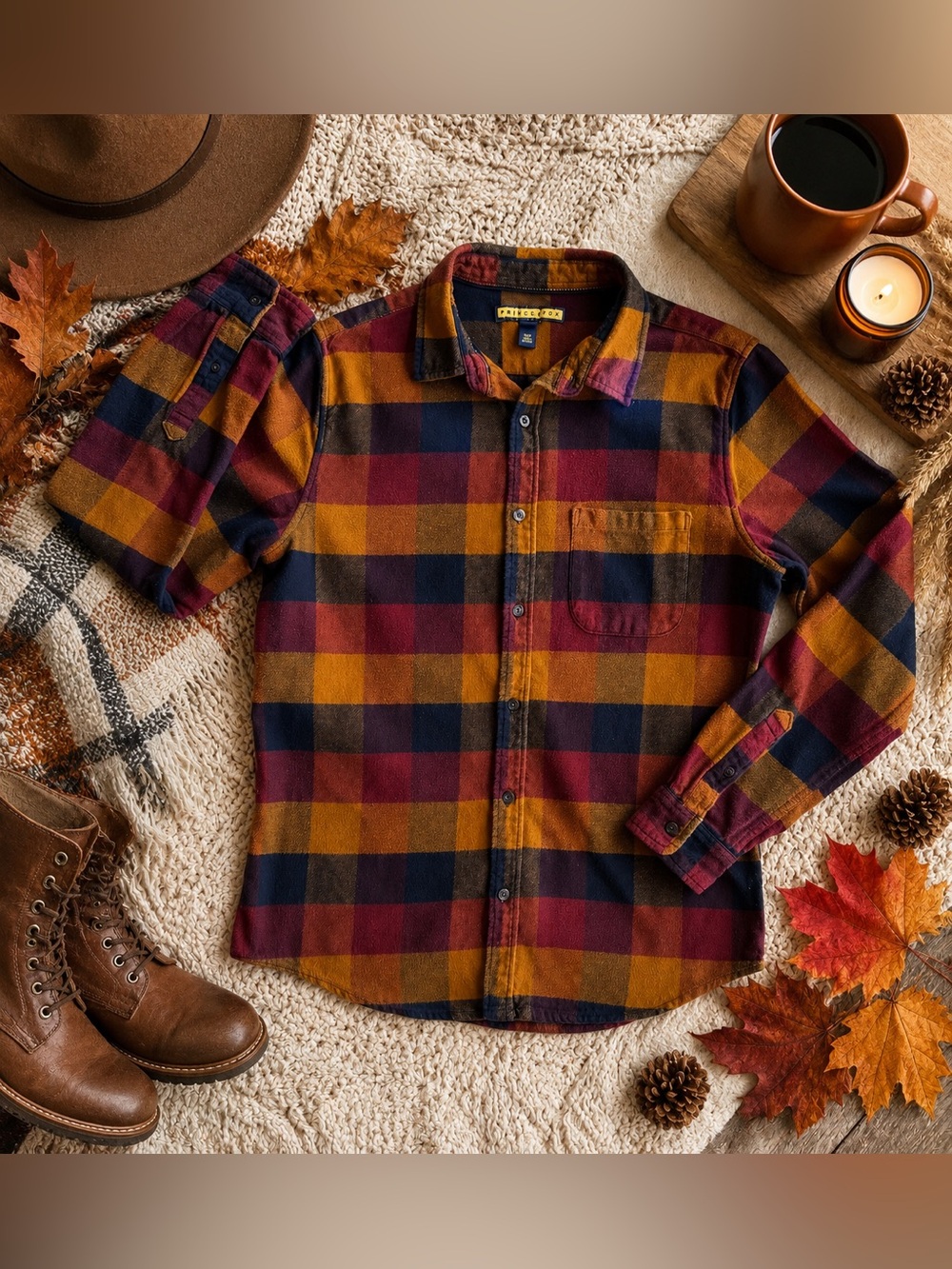 Prince & Fox Buffalo Plaid Flannel Shirt Men’s Medium 100% Cotton Button Front
